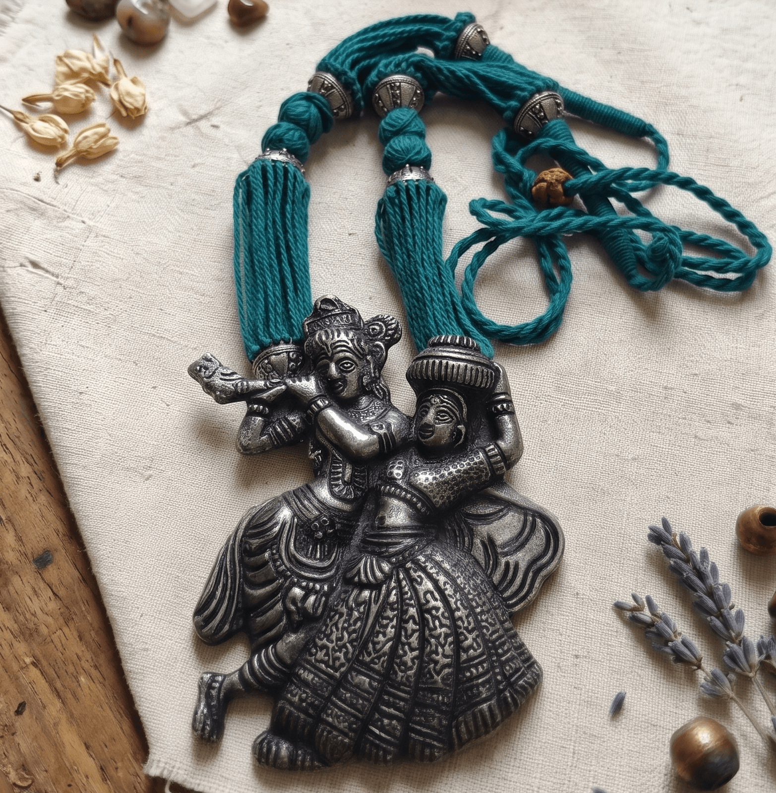 Oxidise pendent with jhumka tassels
