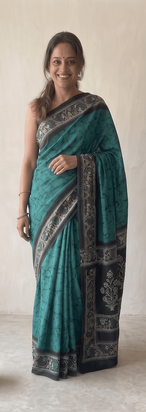 Batick print silk Saree